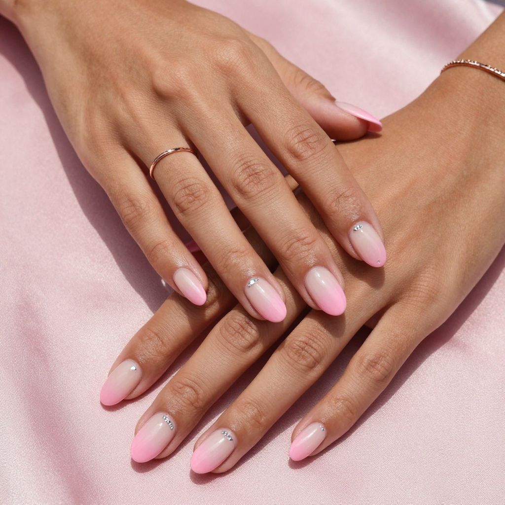 Soft Pink Ombre with Crystal Tips