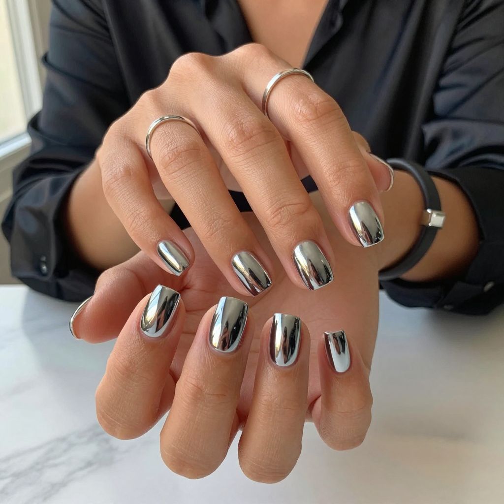 Chrome Silver Mirror Nails