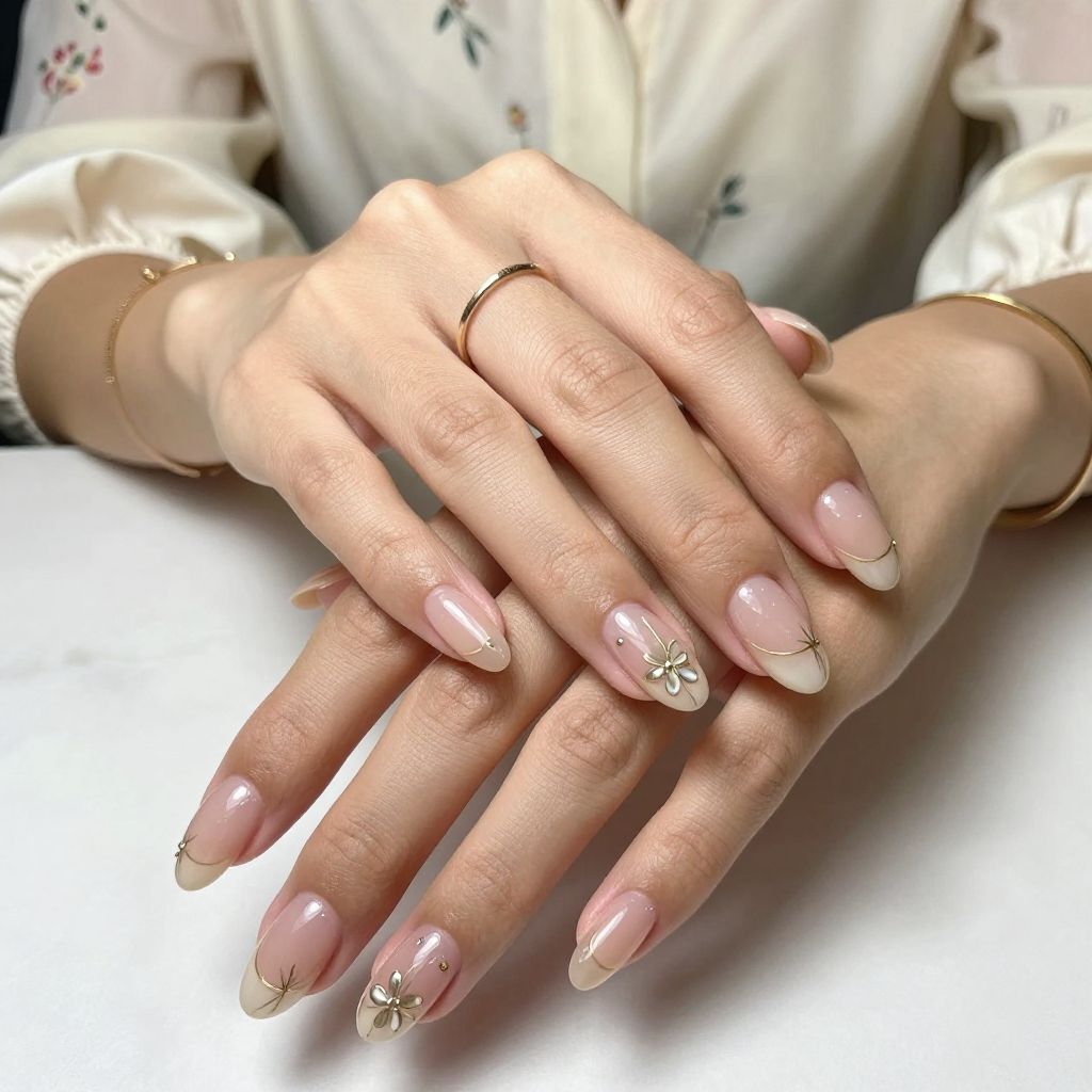Clear Base with Metallic Flower Outlines