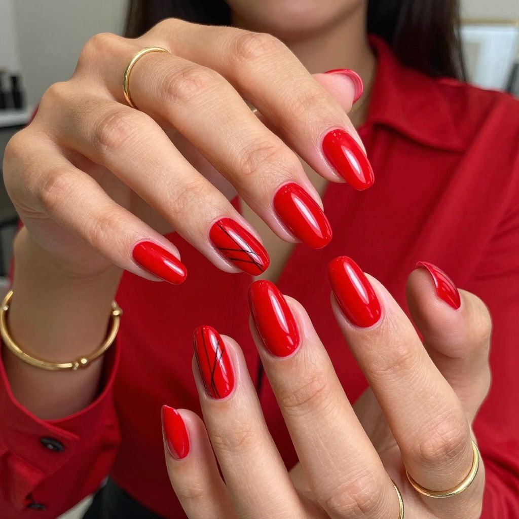 Bold Red with Minimalist Black Lines