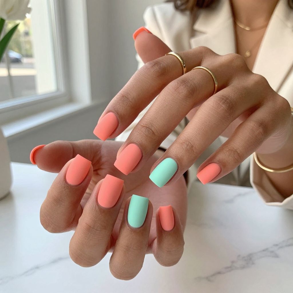Coral and Mint Color Blocking