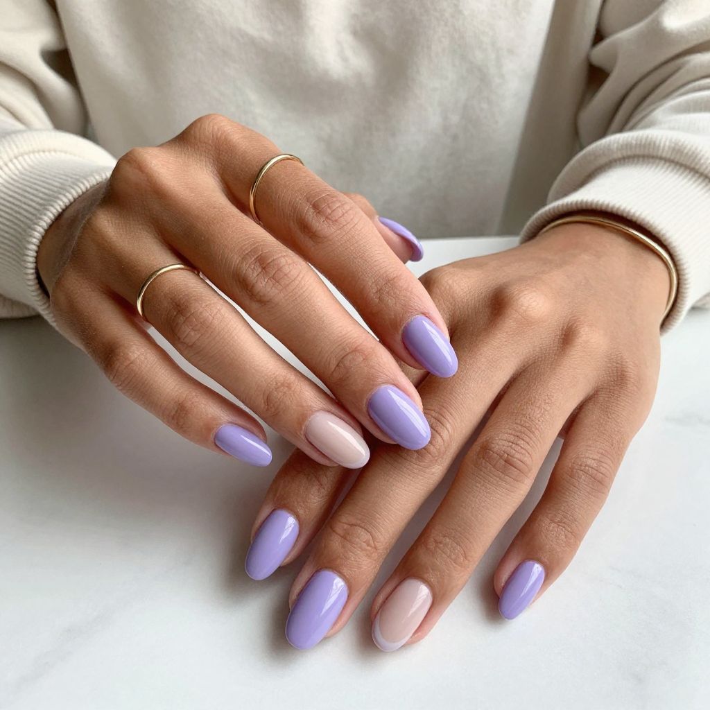 Lavender Chrome Matte French Tips