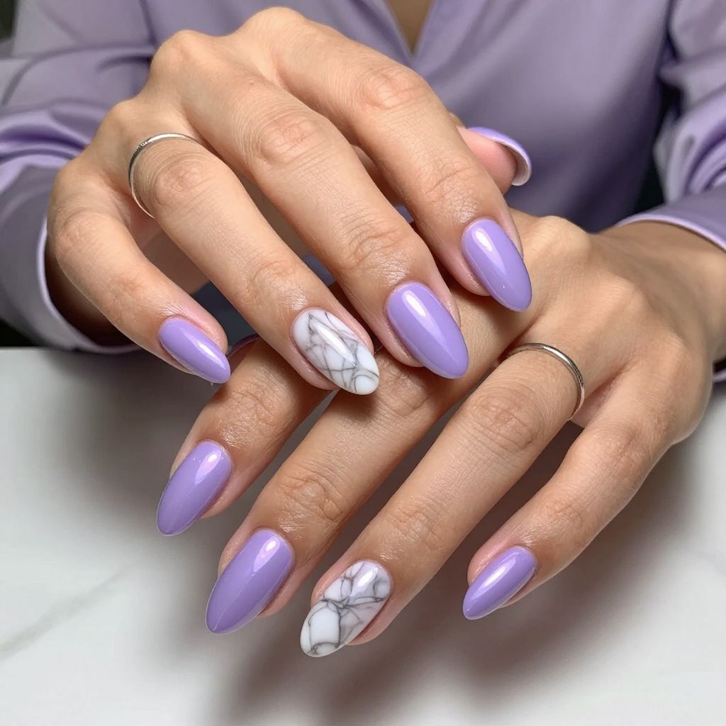 Lavender Chrome with White Marble Accent
