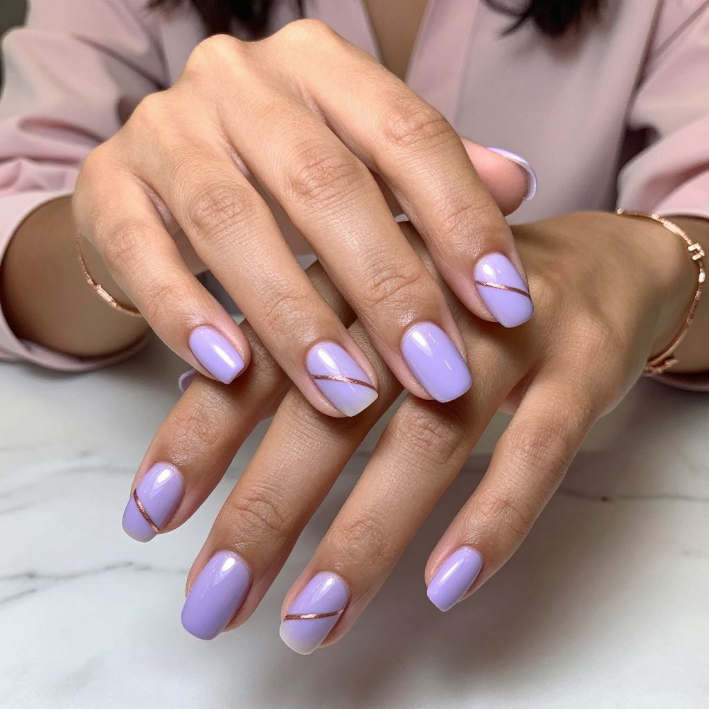 Lavender Chrome Rose Gold Stripe Accent
