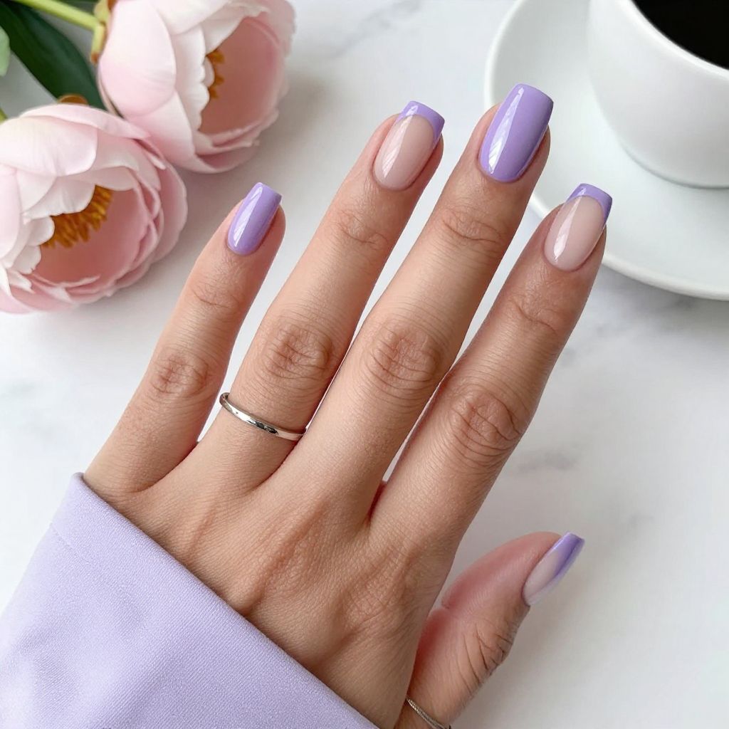 Lavender Chrome French Tips with Clear Base