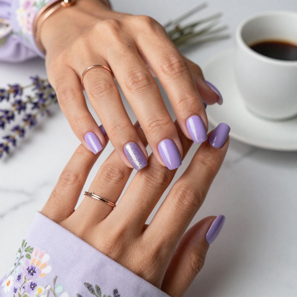 Lavender Chrome with Glitter Gradient