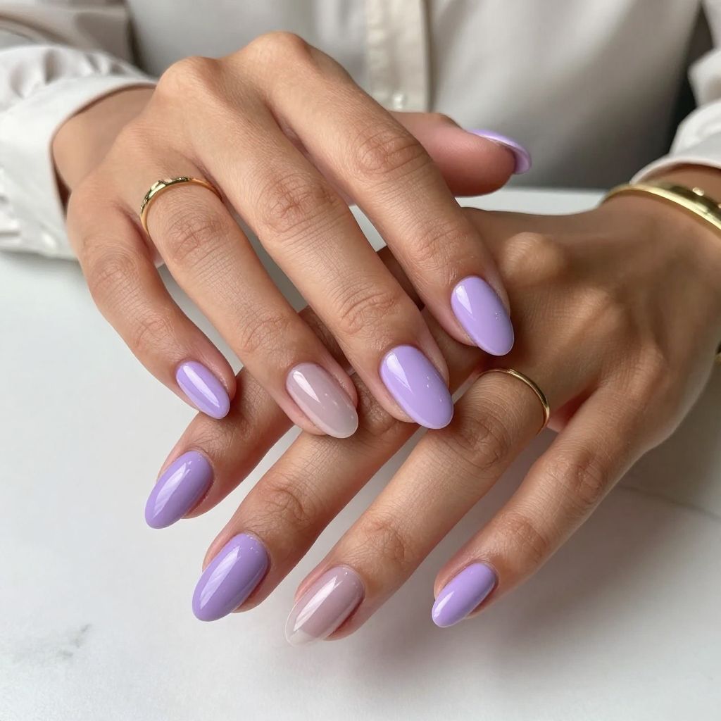 Glossy Lavender Milk with Clear Half Moons