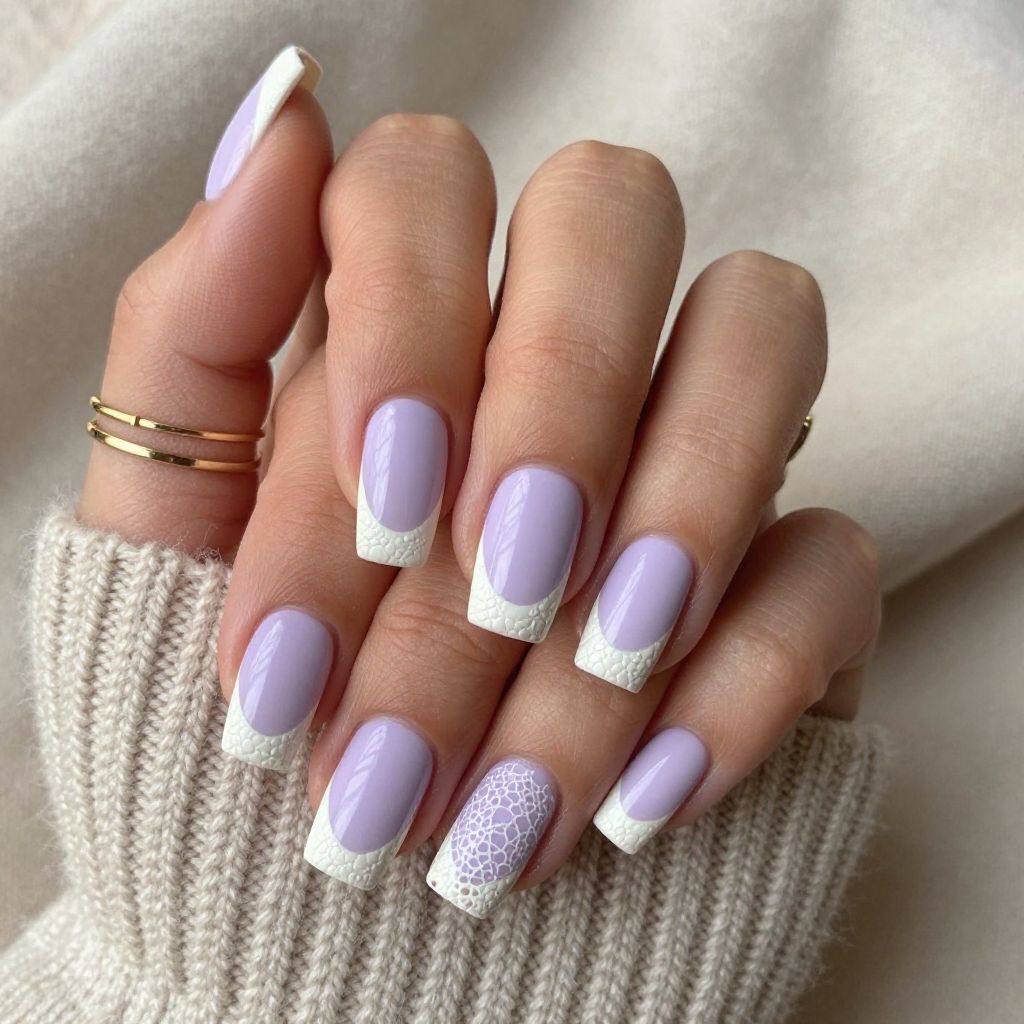 Lavender Milk Textured French Tips