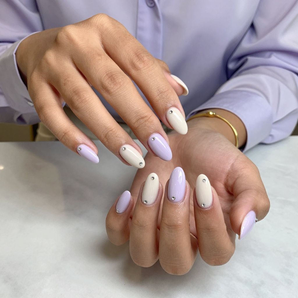Soft Lavender Milk with Tiny Rhinestones