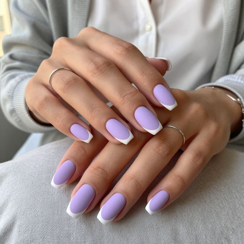 Matte Lavender Milk with White Tips