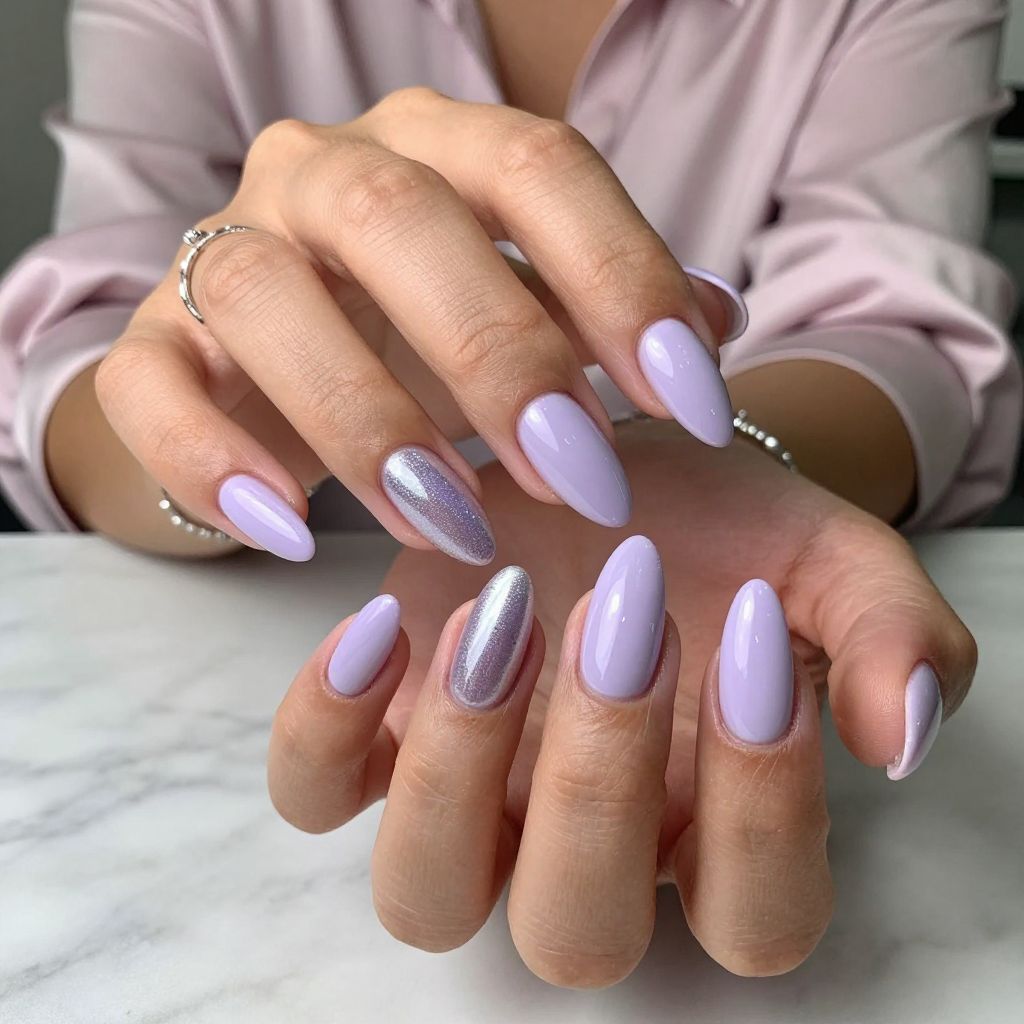 High Gloss Lavender Milk with Subtle Chrome