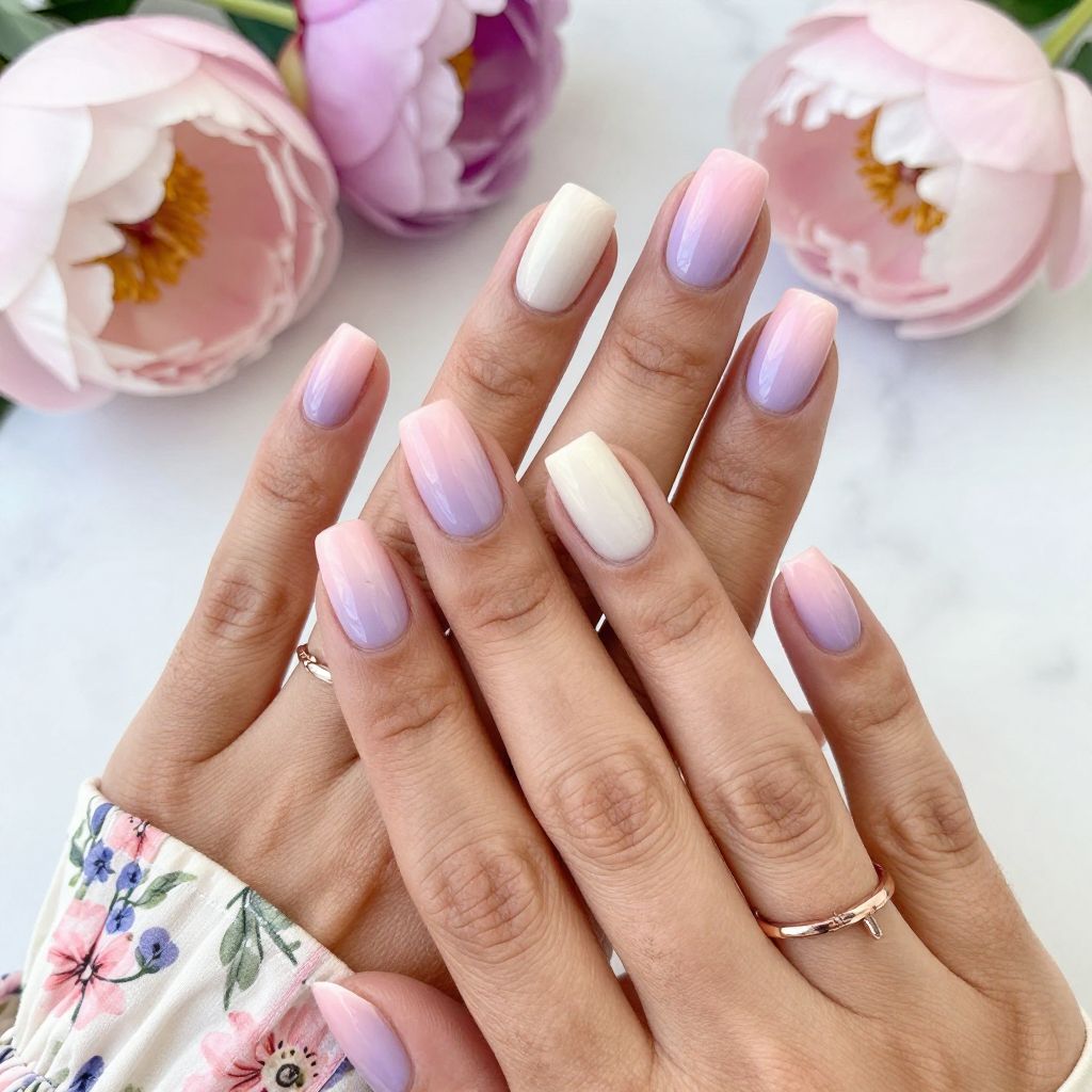 Gradient Lavender Milk with Soft Pink Tips