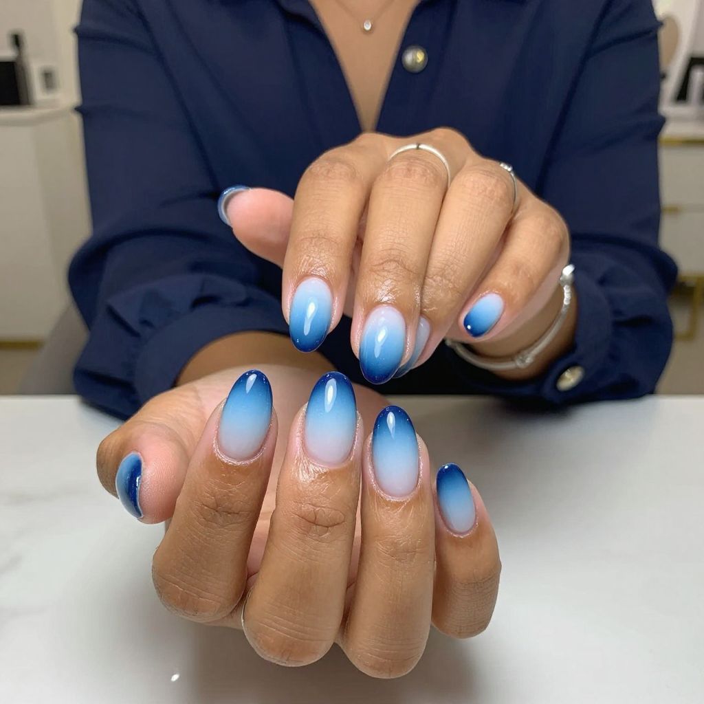 Ombre Sky Blue to Navy Tips