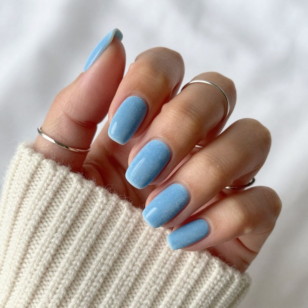 Powder Blue Velvet Finish