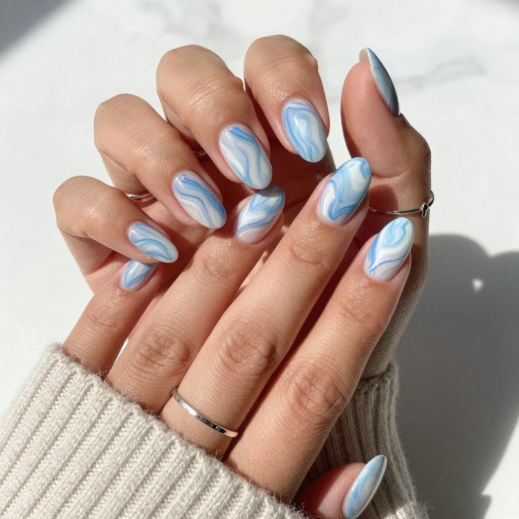Soft Blue Marble Art