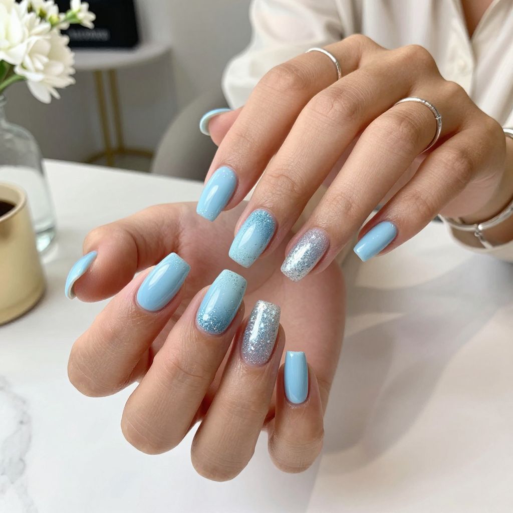 Baby Blue Glitter Fade