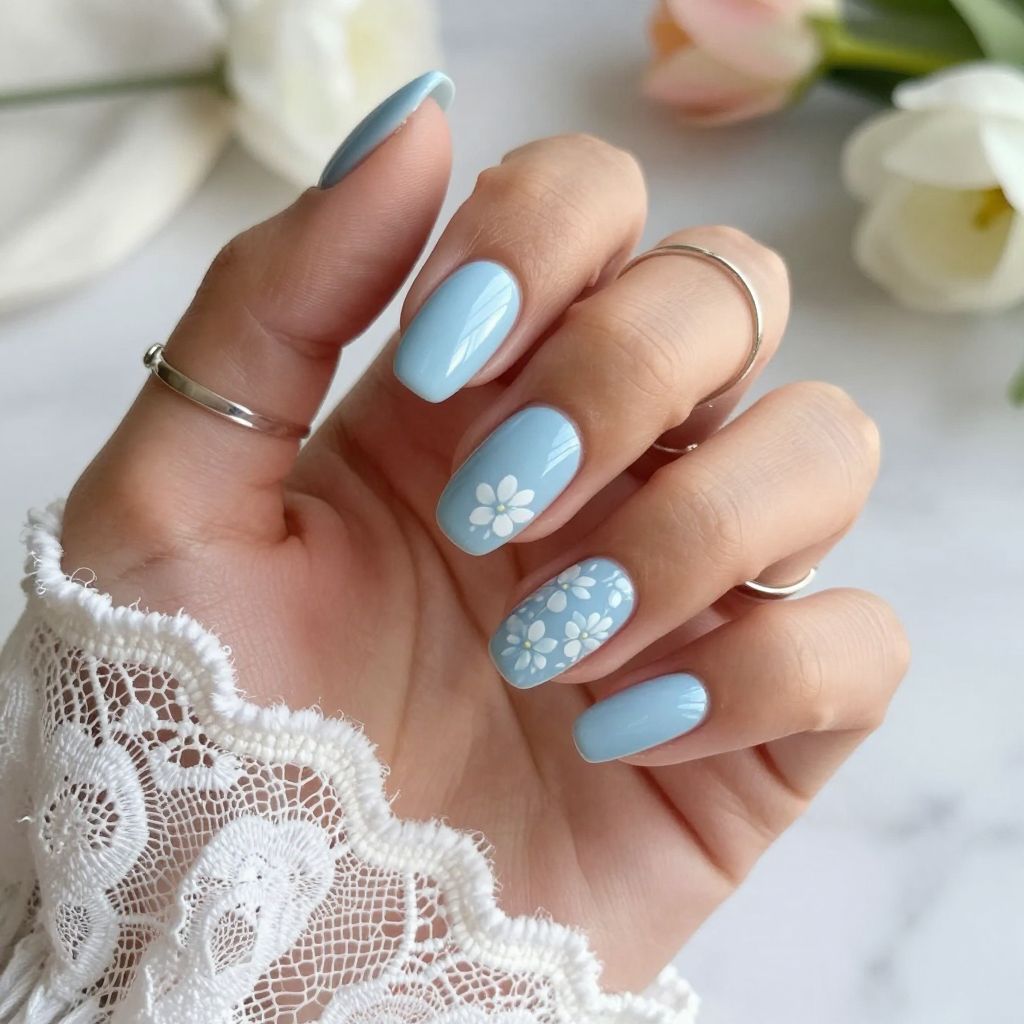 Soft Blue Floral Accent