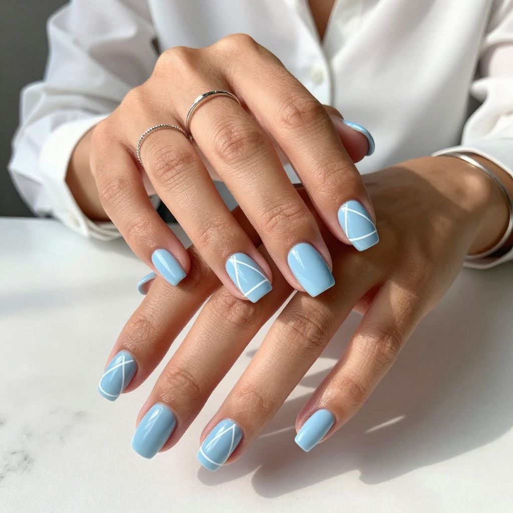 Baby Blue and White Geometric
