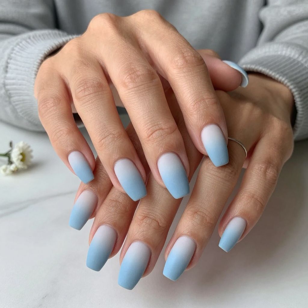 Frosted Blue Matte Ombre