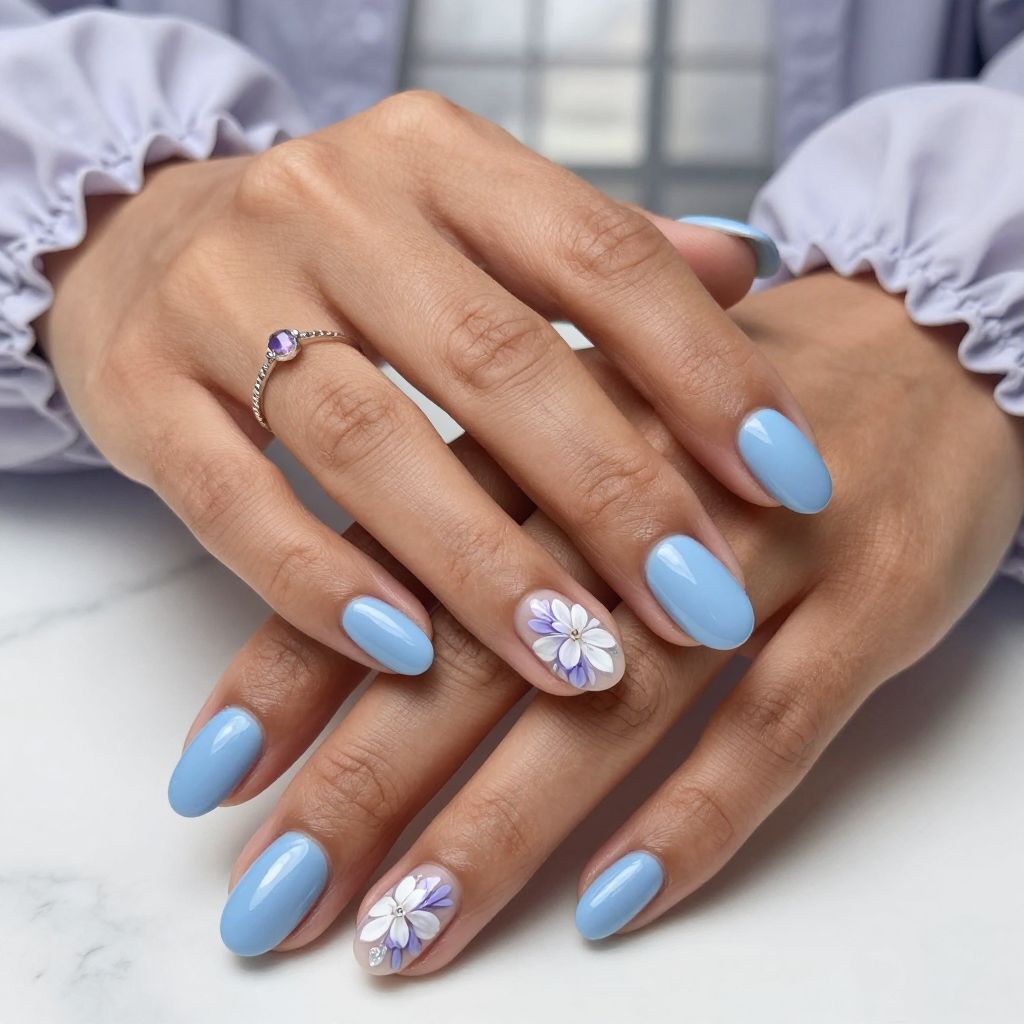 Sky Blue Floral Accents