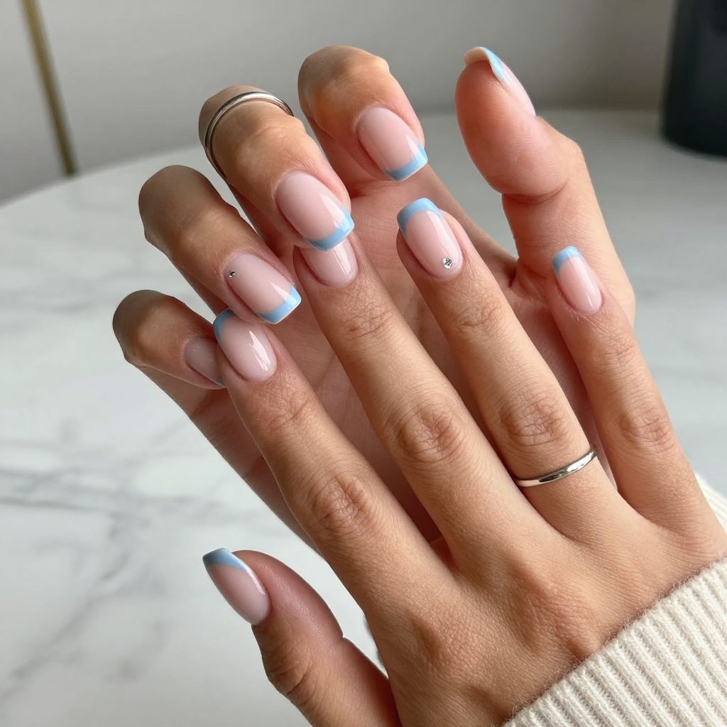 Sky Blue French Tips Reinvented