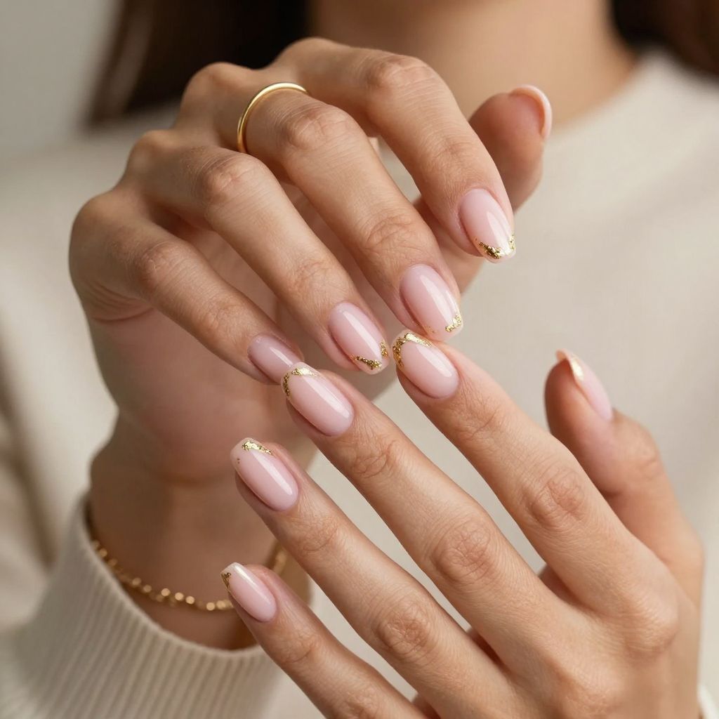 Glossy Pink with Gold Foil Tips