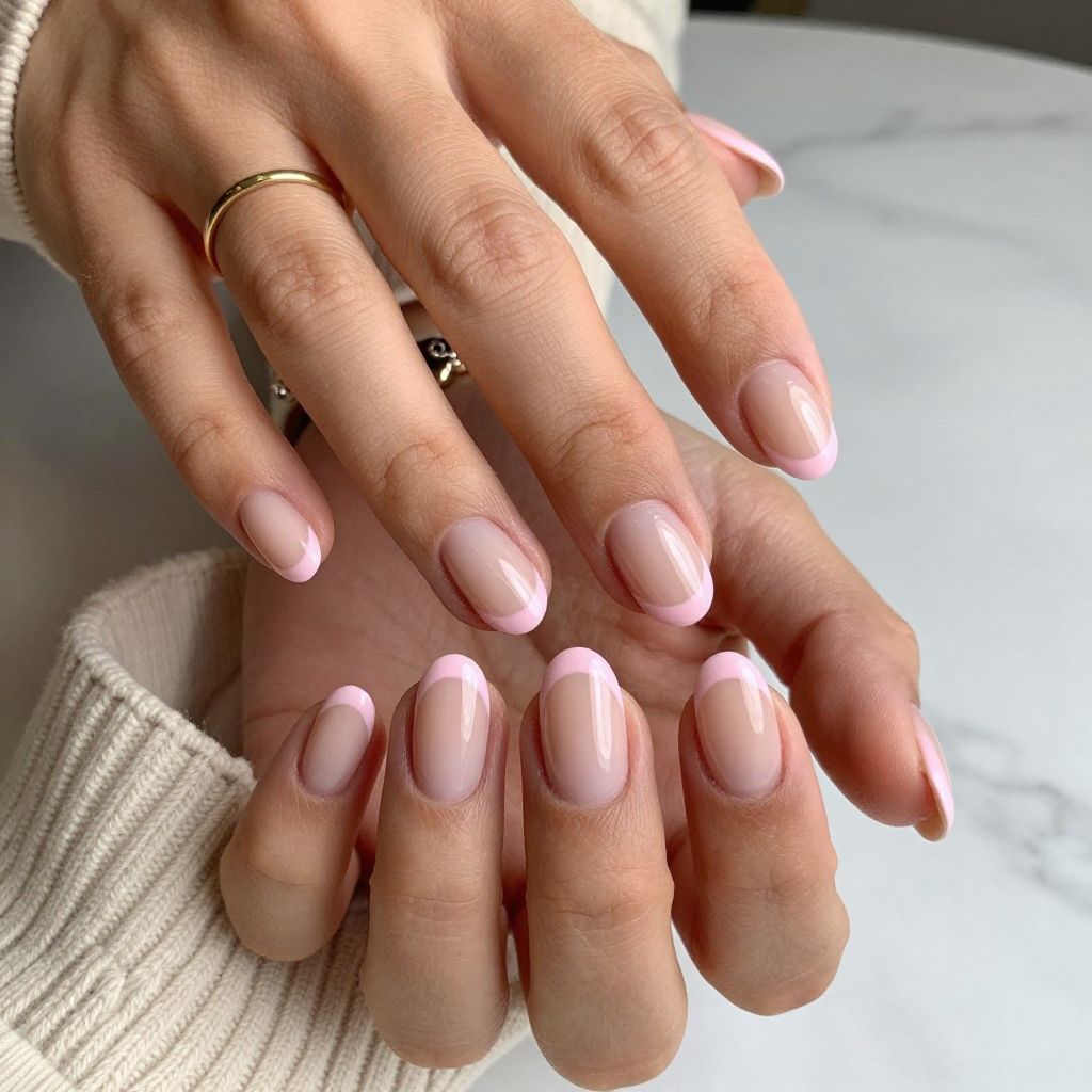 Light Pink French Tips with a Twist