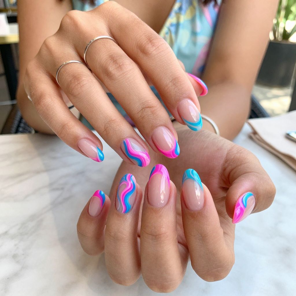 Neon Marble Pop on Clear Tips