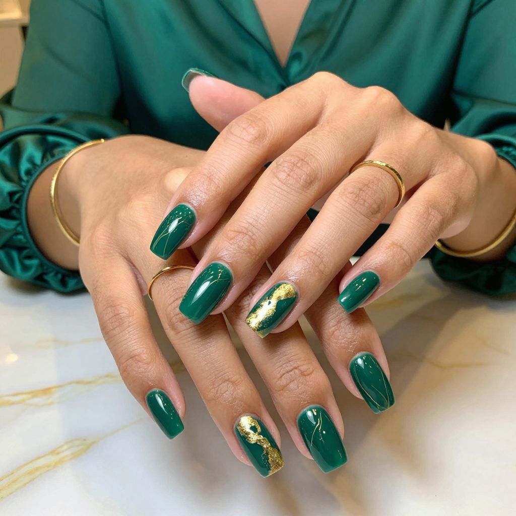 Emerald Green Marble with Gold Details
