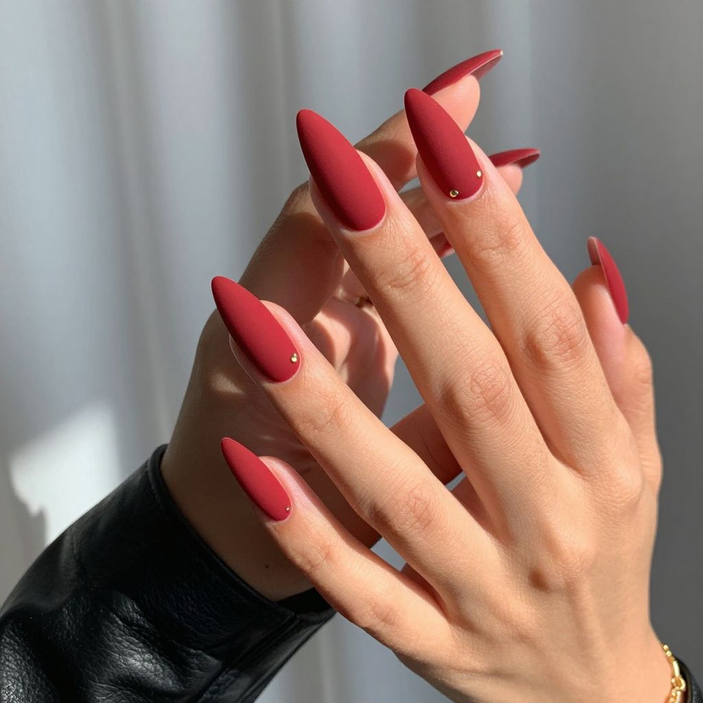Bold Red Matte with Gold Studs