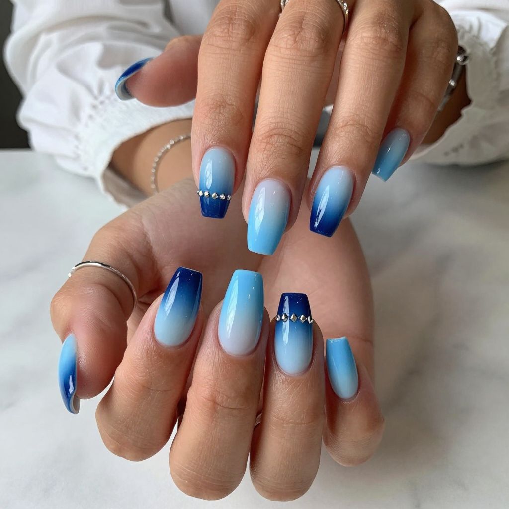 Blue Ombre with Silver Studs