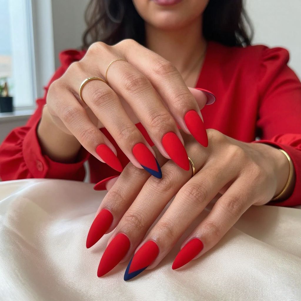 Bold Red Matte with Navy Accents