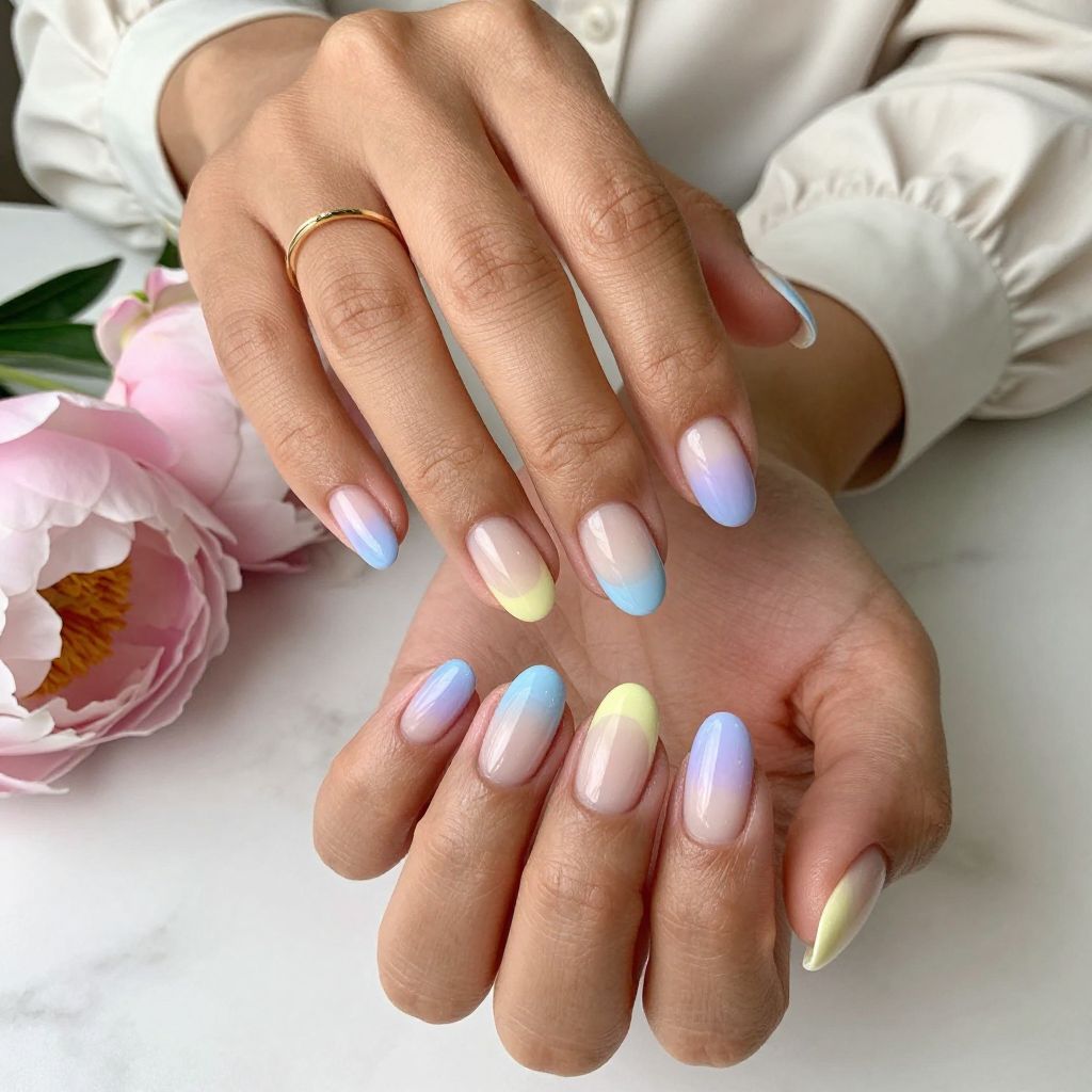 Pastel Gradient French Tips