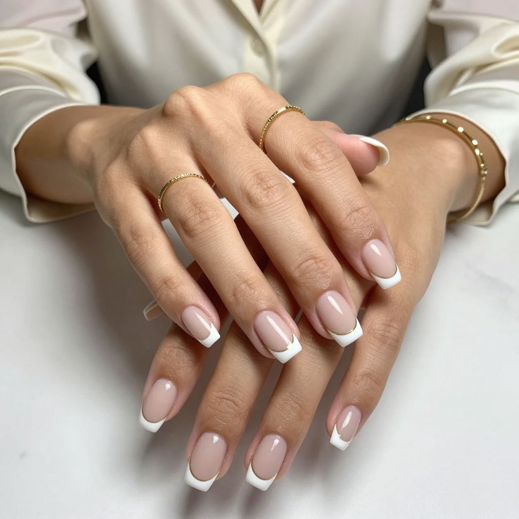 French with Subtle Metallic Striping