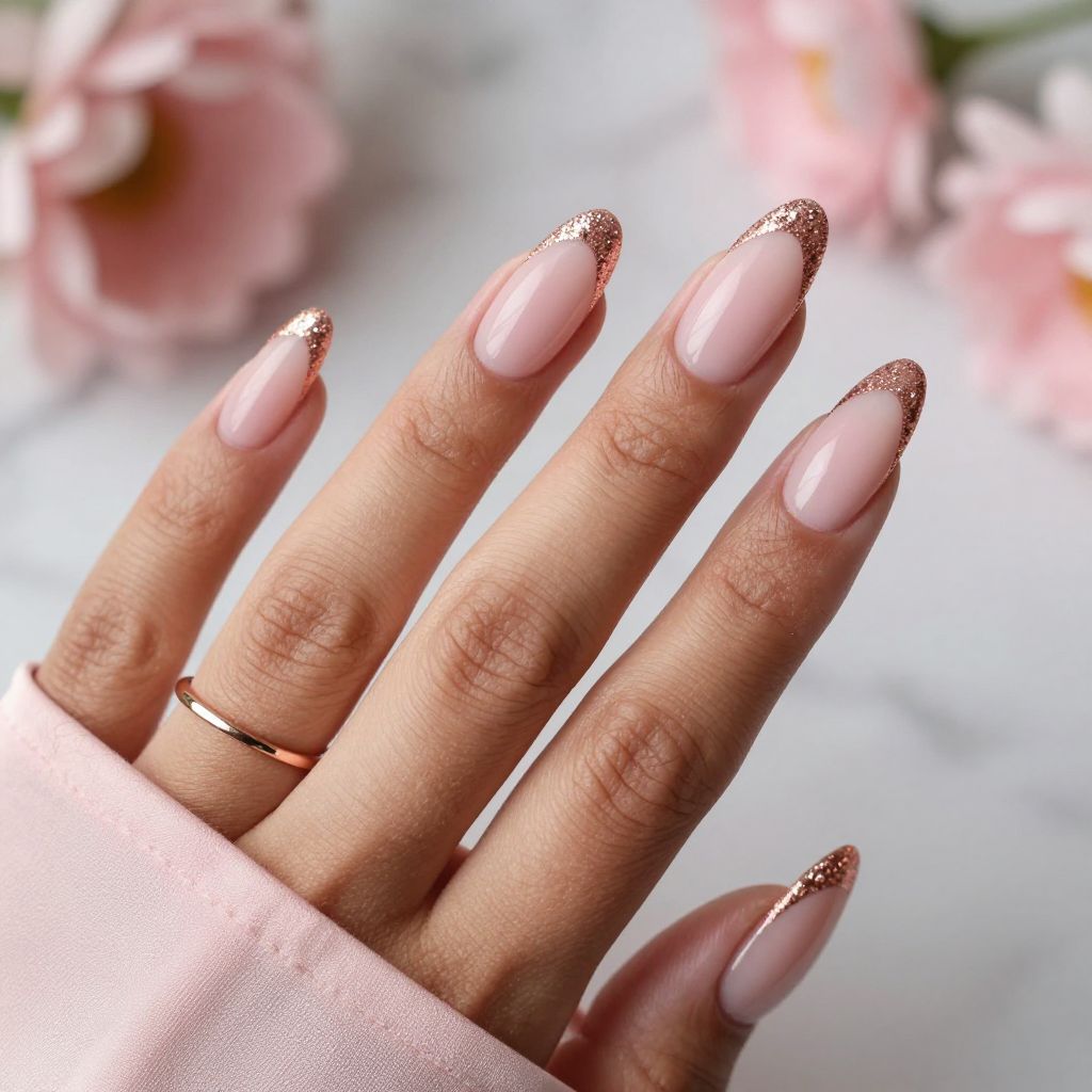 Milky Pink French with Glitter Edge