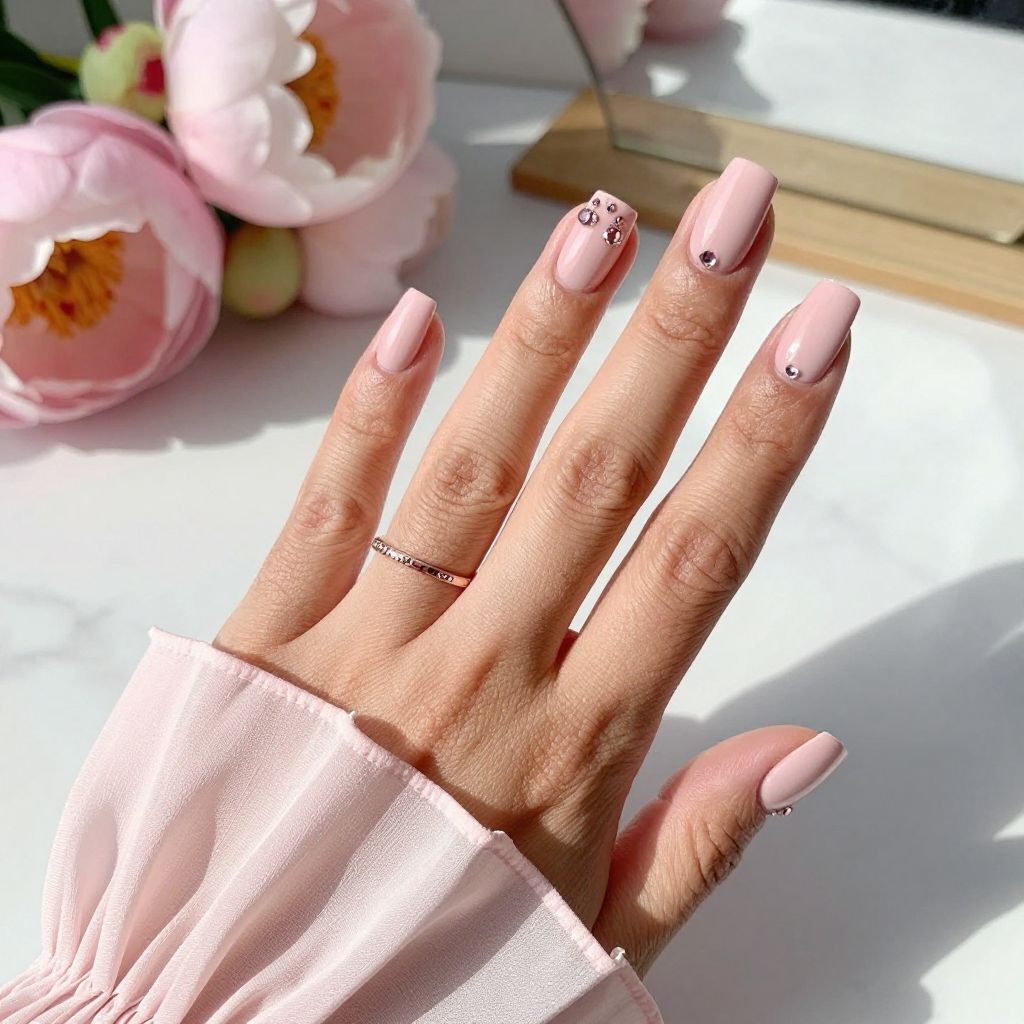Soft Pink with Rhinestone Accents