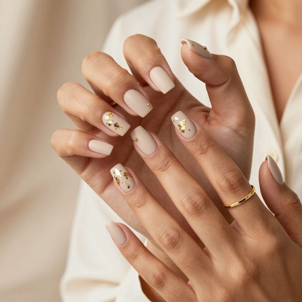 Matte Nude and Gold Leaf Embellishments