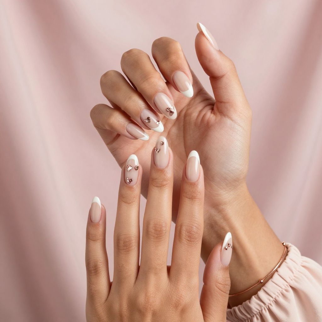 Rose Gold Hearts and Glossy Tips
