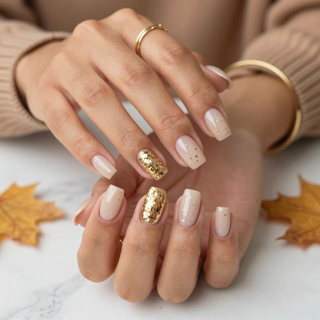 Sheer Nude with Gold Flecks