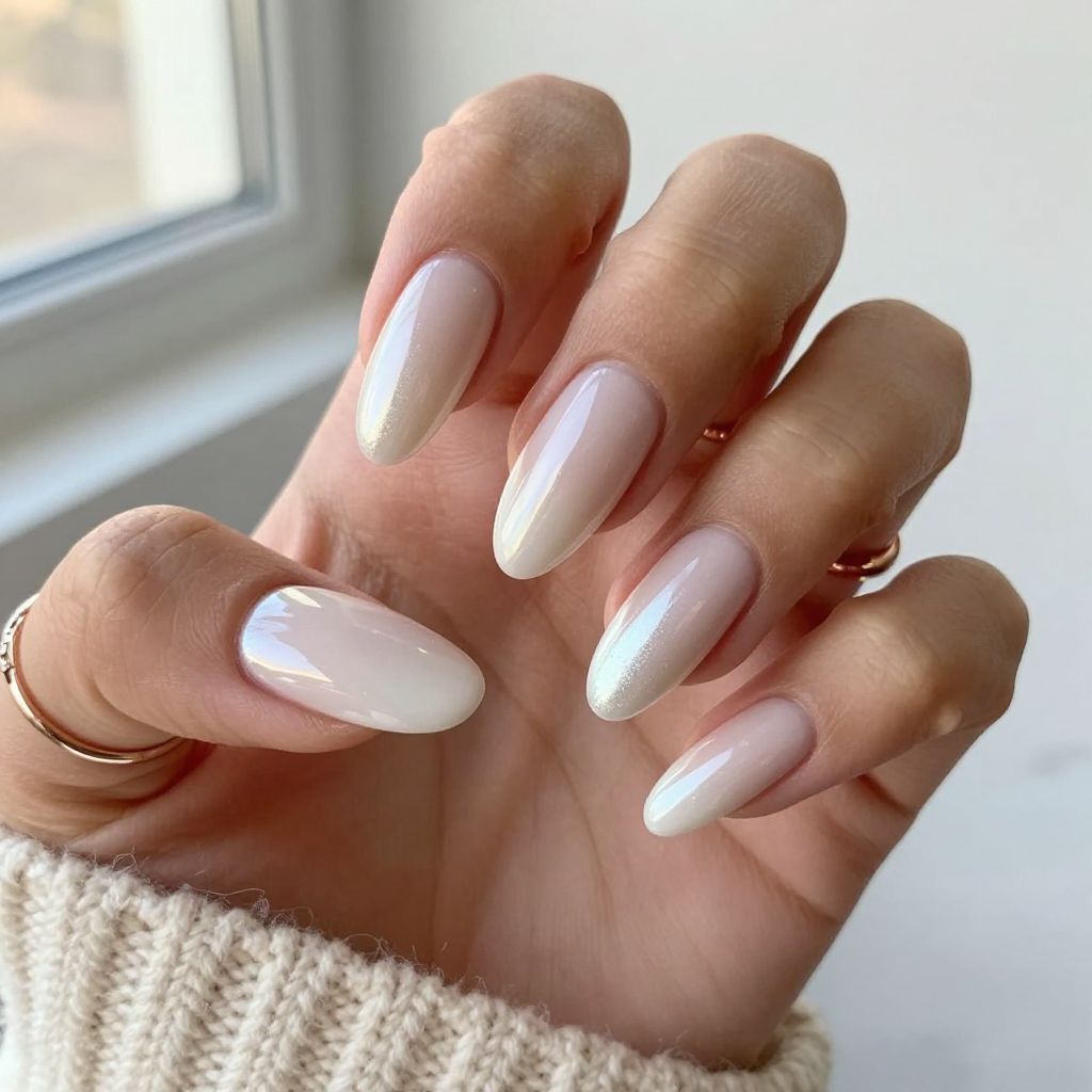 Nude-to-White Metallic Fade