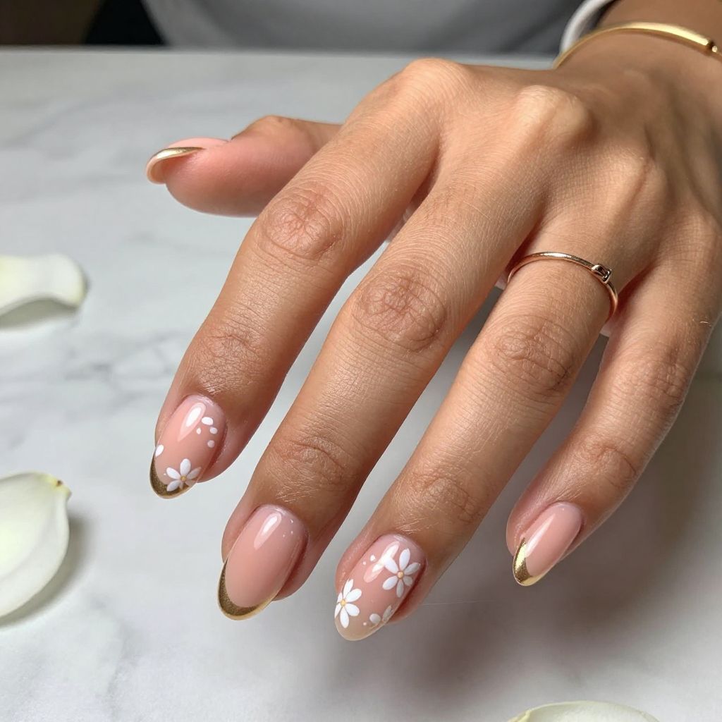 Peach Ombre to Chrome Gold with Floral Details