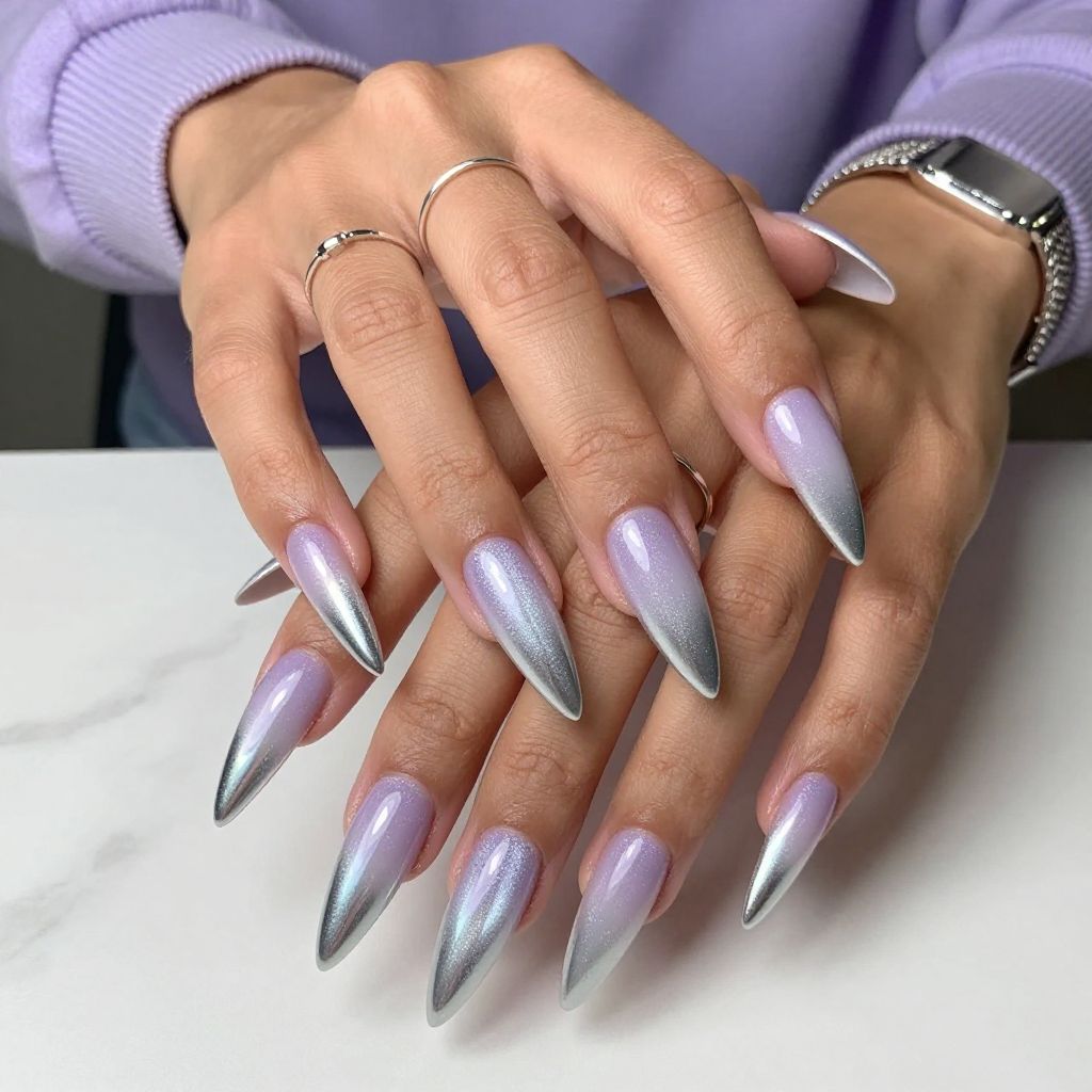 Icy Lavender to Silver Chrome Ombre