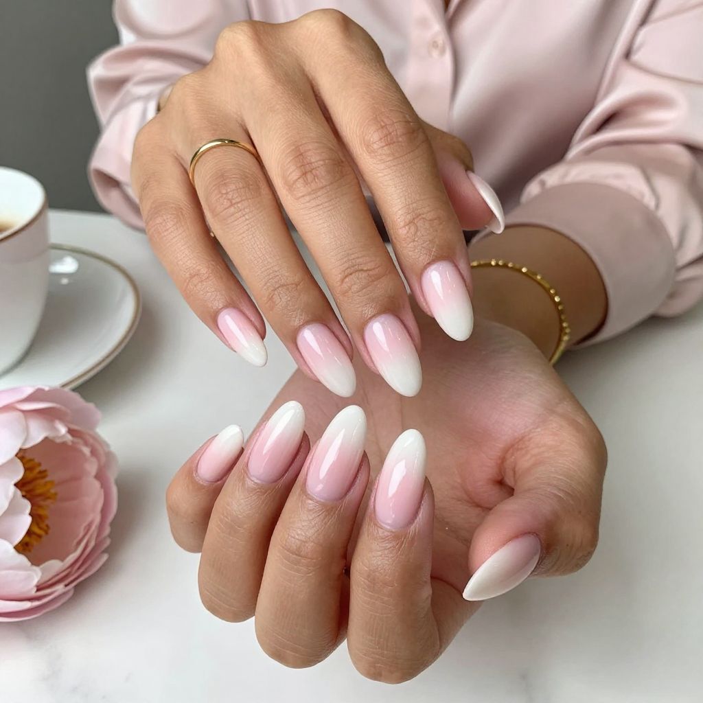 Soft Pink to Milky White Fade