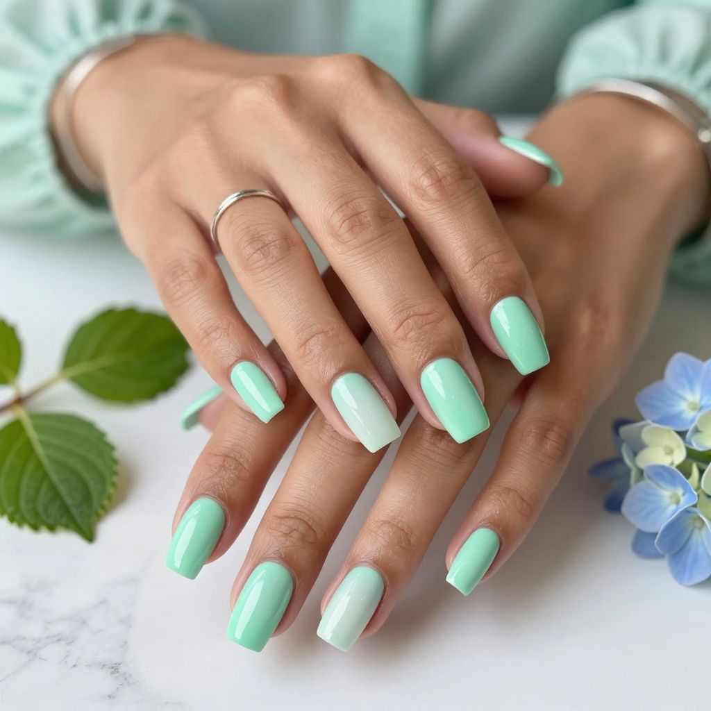 Mint Green to Pale Aqua Fade