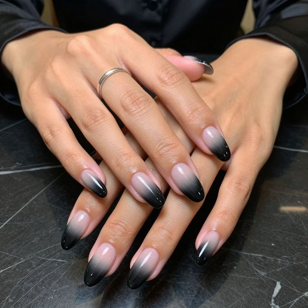 Black to Transparent Grey Ombre