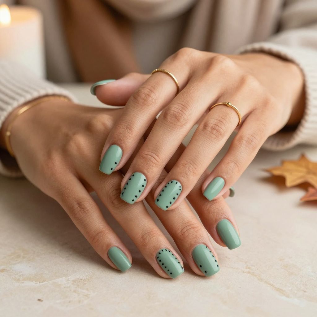 Soft Matte Green with Raised Stitch Texture nails