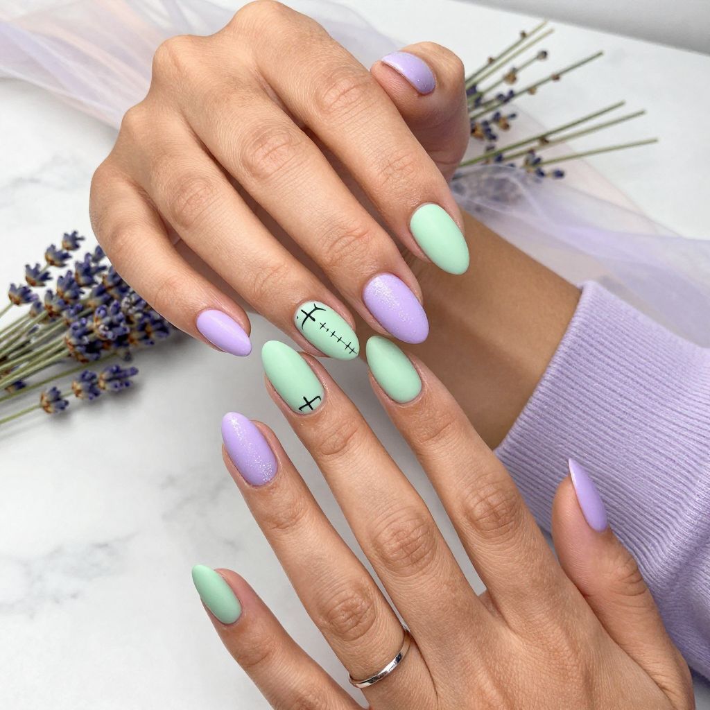 Halloween Pastel Oogie Boogie Twist nails