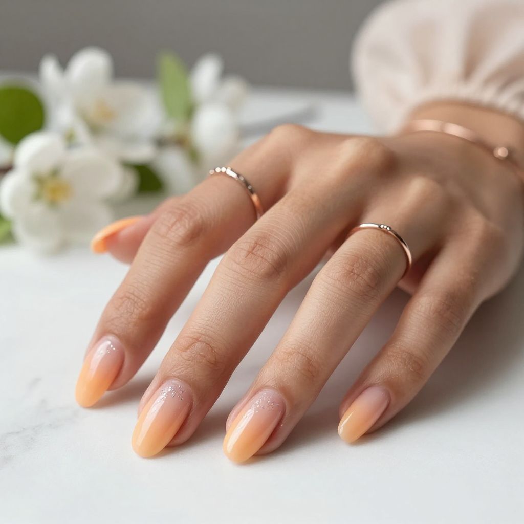 Apricot Ombre with Subtle Glitter Fade