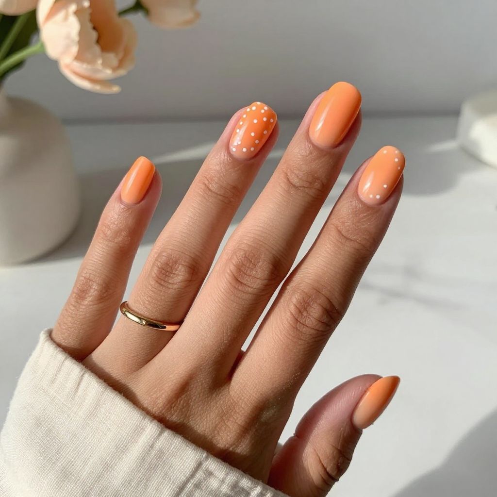 Melon Ombre and Delicate White Dots
