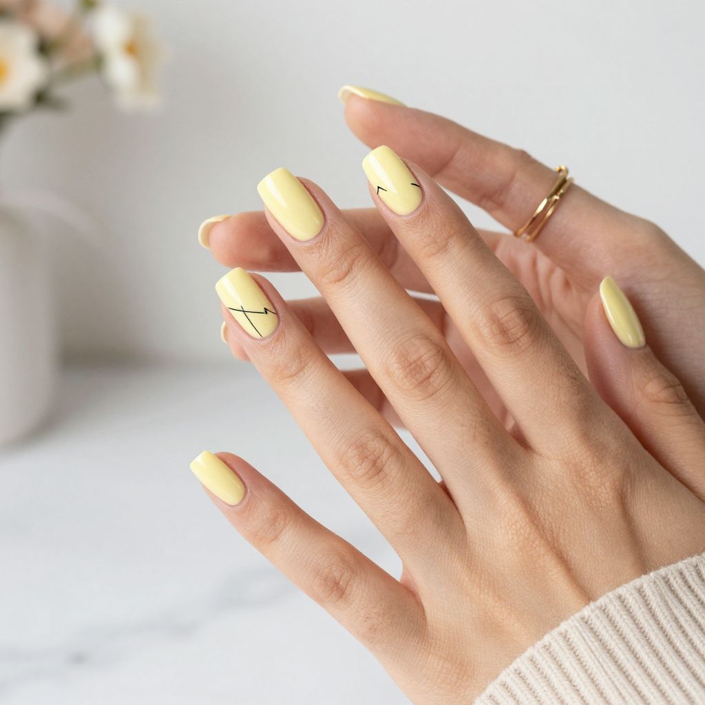 Pale Yellow with Minimalist Line Art